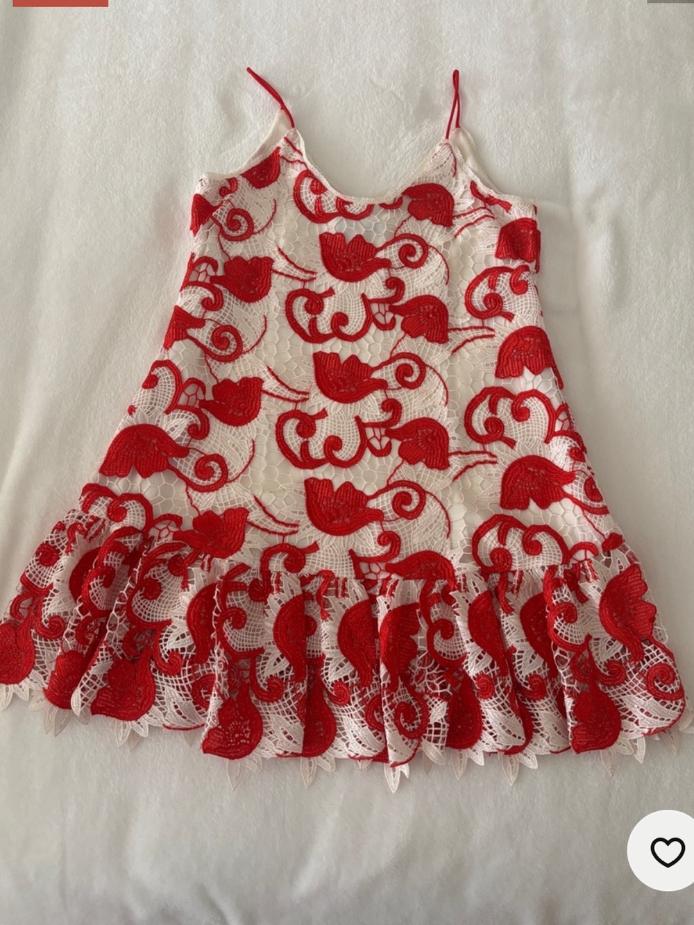 ALEXIS White Dress with Red Floral Embroidery